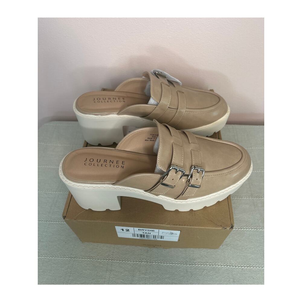 Journee Collection Brydie Women's Tan Platform Mule Pump Tru Comfort Foam Sz 12 - Picture 3 of 14